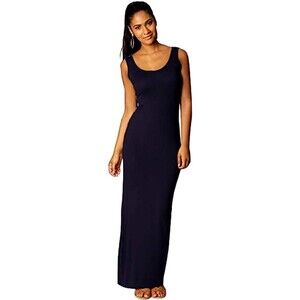 Casual Tank Dress Scoop Neck Sleeveless Slim Bodycon Racerback Maxi Dress Blue L